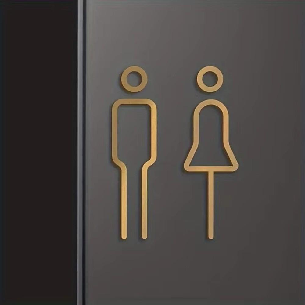 Black Gold Color Wall Label Sticker Plate Brass Wc Holder Signage Board Elegant Toilet Sign