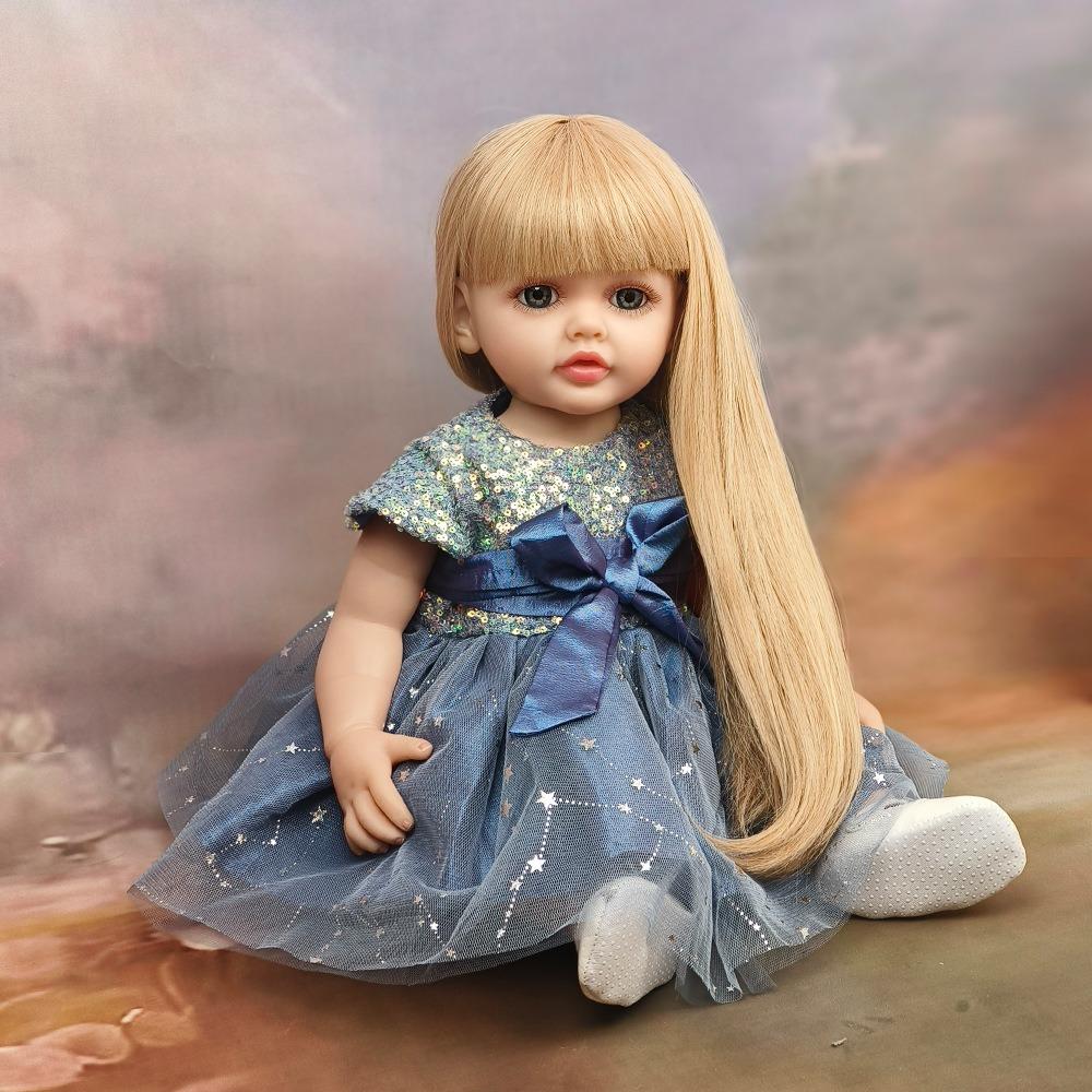 Милые куклы реборн с прямыми ногами Бетти 55 см, полностью виниловое тело, имитация купания, кукла принцессы для девочек, кукла-сопровождающая перед сном, детские подарки на день рождения
