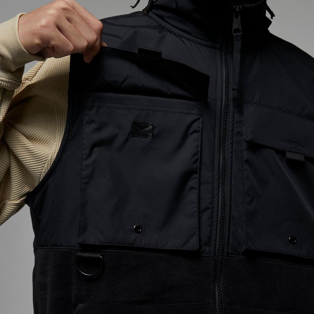 Jordan Мужской жилет без рукавов с принтом логотипа и дизайном воротника-стойки, черный DX6598-010