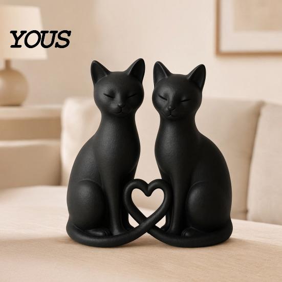 Декор 'Сердце-Кот' 3D-печатная фигурка для пары, Минималистичная скульптура в форме сердца, Фигурки Романтические украшения для дома и офиса, Прочный