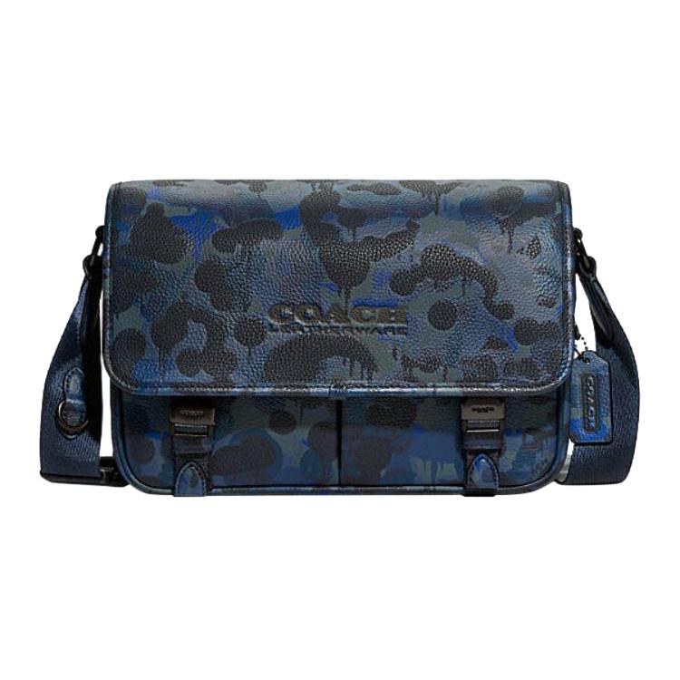 New COACH League Cow Leather Shoulder Bag, Crossbody Bag Tubas Men's Blue & Black CC076-UPW