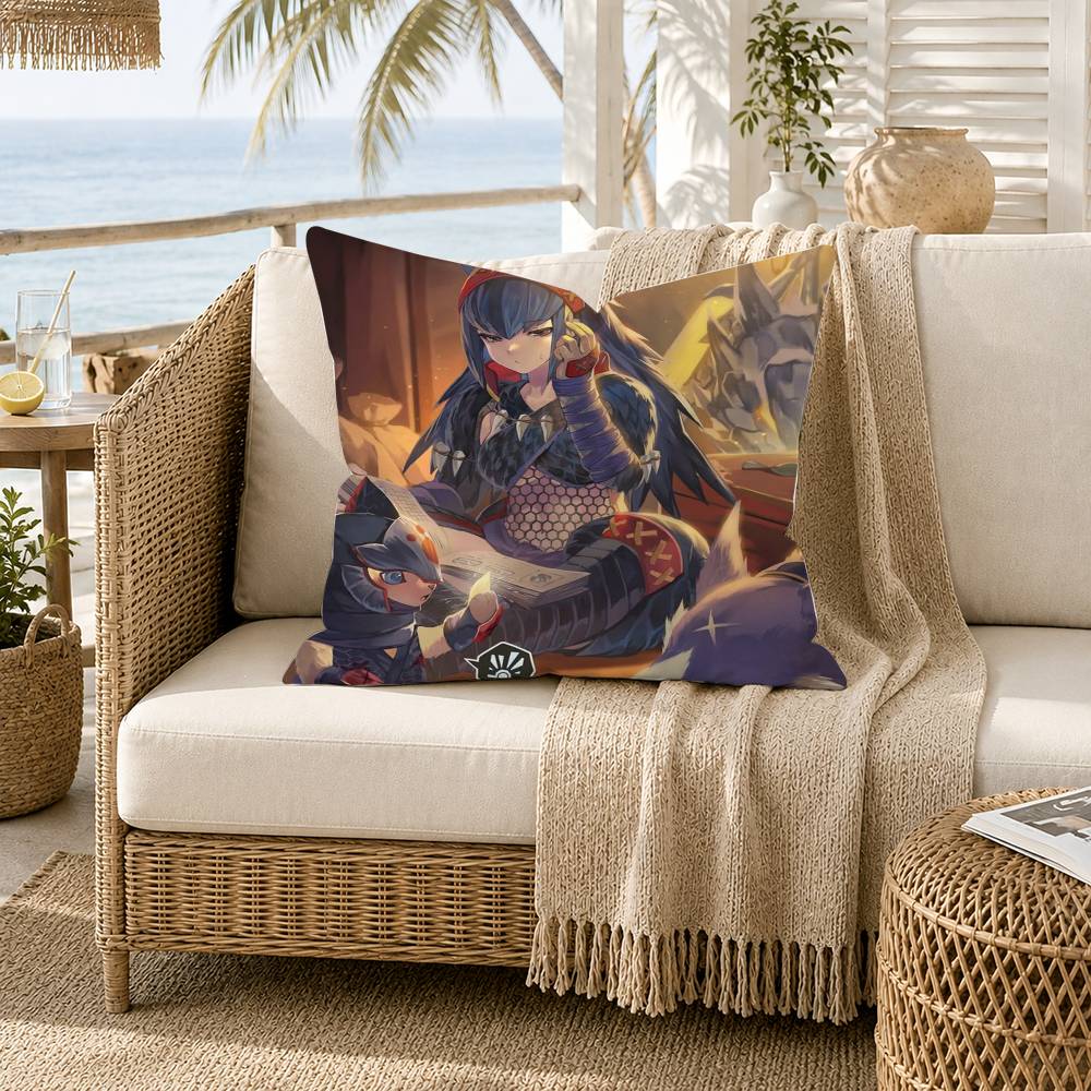 MMonster Hunter Wilds Pillow Case for Sofa Living Room Home office Decor Protective Cover