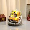666  Christmas House Village Rotating Scene Ornament LED Lighting Santa Claus Snow Figurine Electric Music Box Xmas Decor