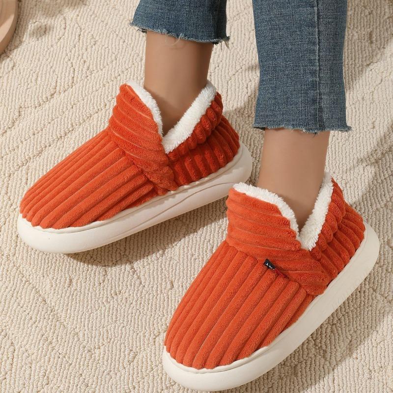 Хлопковые туфли на каблуке с одной пуговицей, женские зимние, для дома, комфортные и теплые, на толстой подошве, нескользящие хлопковые тапочки, Циси