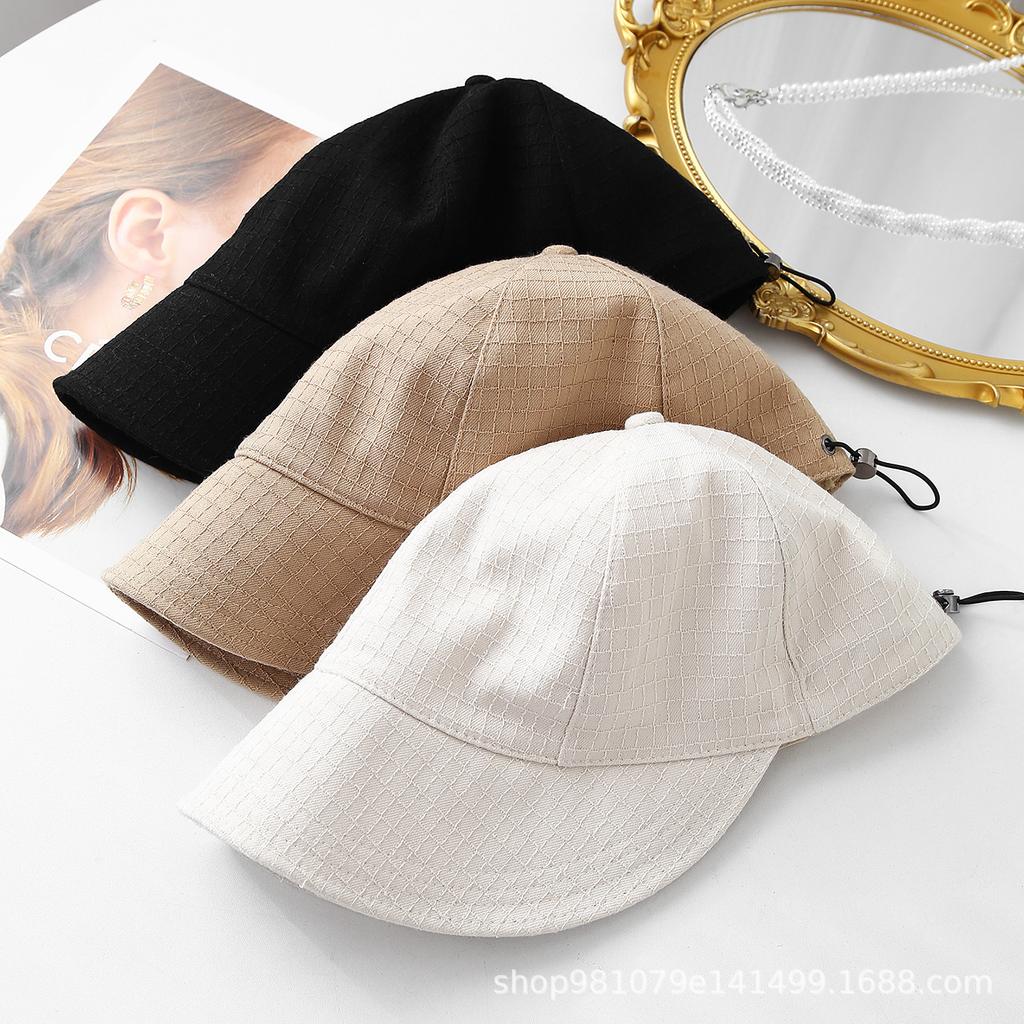 Ruth sun protection hat women's summer sun protection bucket hat face small plain sun hat black spring and autumn cap