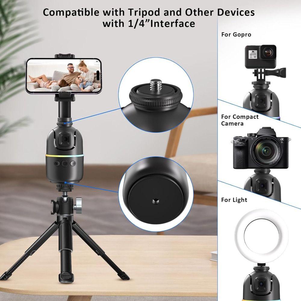 Держатель для телефона с автоматическим отслеживанием лиц и стабилизатором камеры с заполняющим светом. Короткое видео.