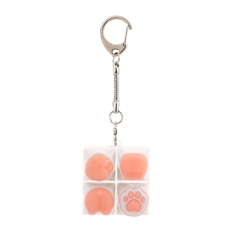 Cute Cat Claw Keycap Girl Heart Pink Keychain Pendant Casual Decompression Button Keyboard Toy Bag Pendant
