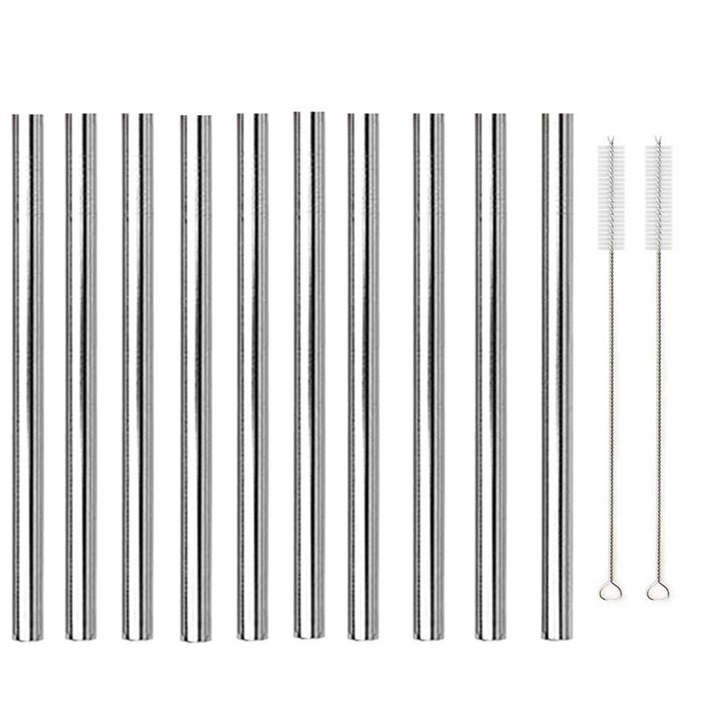 10 шт. 12*215 мм цветные трубочки для питья из нержавеющей стали 304 многоразовые металлические трубочки для бара Boba Bubble Tea молочные коктейли трубки