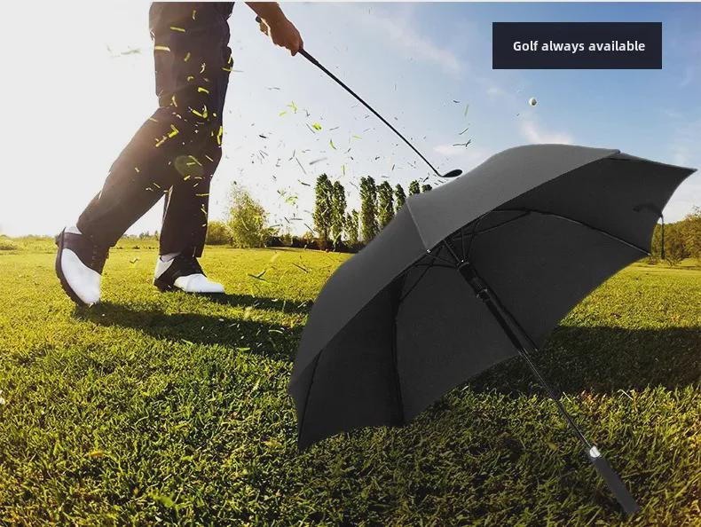 Мужской большой прочный зонт для гольфа с длинной ручкой и логотипом