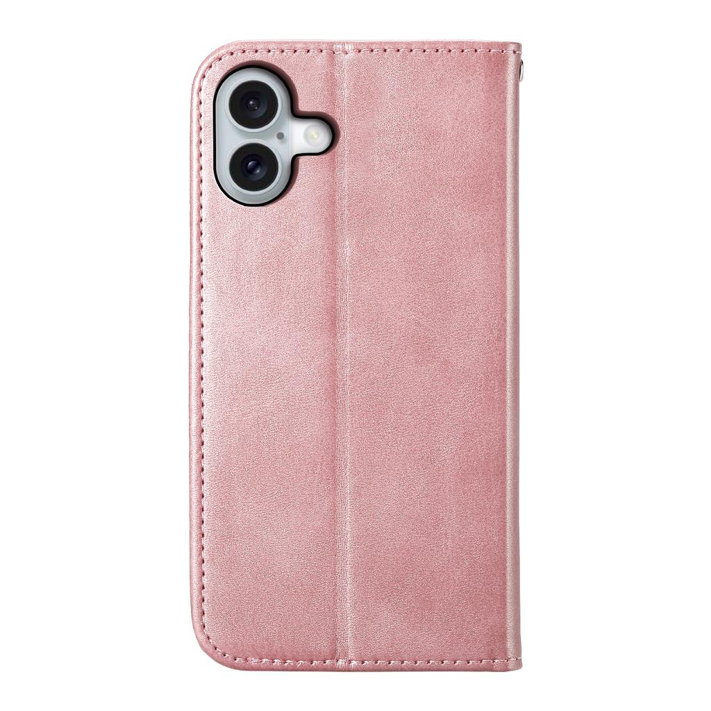 For iPhone 17 Case Calf Texture PU Leather Wallet Phone Cover with Wrist Strap