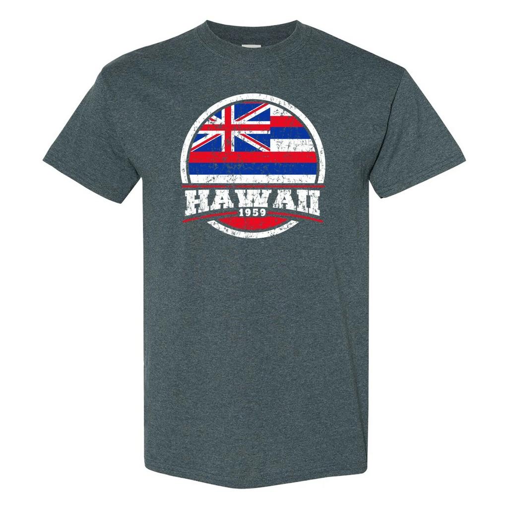 Hawaii Distressed Circle - Hometown Pride T Shirt - Dark Heather