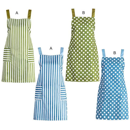 Кухонный фартук с двойными карманами на спине, маслостойкий полиэстер, хлопок, полосатый узор, водонепроницаемый фартук для мужчин и женщин