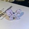 Серебряное Преувеличенное Флэш Бриллиант Темперамент Женская Группа Инкрустированный Циркон Бабочка Регулируемое Кольцо Вечеринка Помолвка Подарок