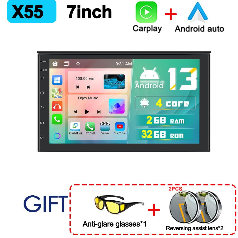 Android13 Автомобильный Радио Стерео 7.9.10 дюймов GPS Приемник Плеер 2G+32G CarPlay Android Auto WIFI/FM 2 din Радио Мультимедийный Плеер
