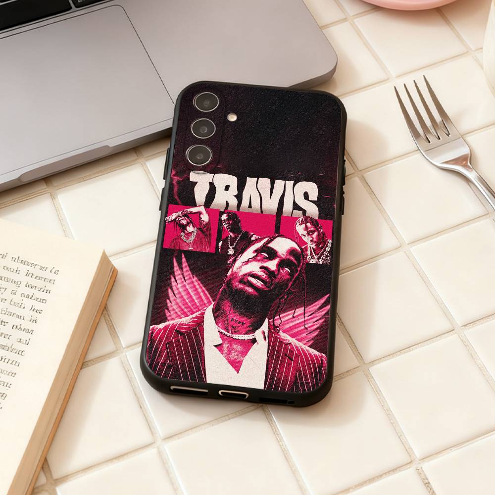 Чехол для телефона Singer T-Travis Scott для Samsung Galaxy A73, A72, A71, A70, A53, A52, A51, Другие Мягкий черный корпус