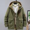 Мужская зимняя рабочая одежда больших размеров, хлопковое пальто с капюшоном, толстая куртка средней длины, повседневная теплая хлопковая куртка 4XL-10XL