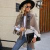 Autumn and Winter Women's Sweater Fur Collar Tassel Shawl Knitted Cape Coat Loose Top