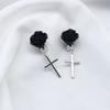 1 пара черных клипс для ушей в виде роз, идеальный подарок для женщин на день рождения/Рождество/Новый год/День святого Валентина