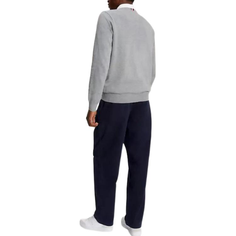 Tommy Hilfiger Свитер мужской с круглым вырезом FW23 Однотонный Серый меланж 78J8322-P7D