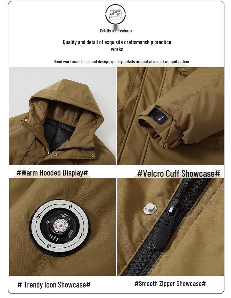 Мужская зимняя хлопковая куртка большого размера 2025 - Теплая, защита от холода, верхняя одежда