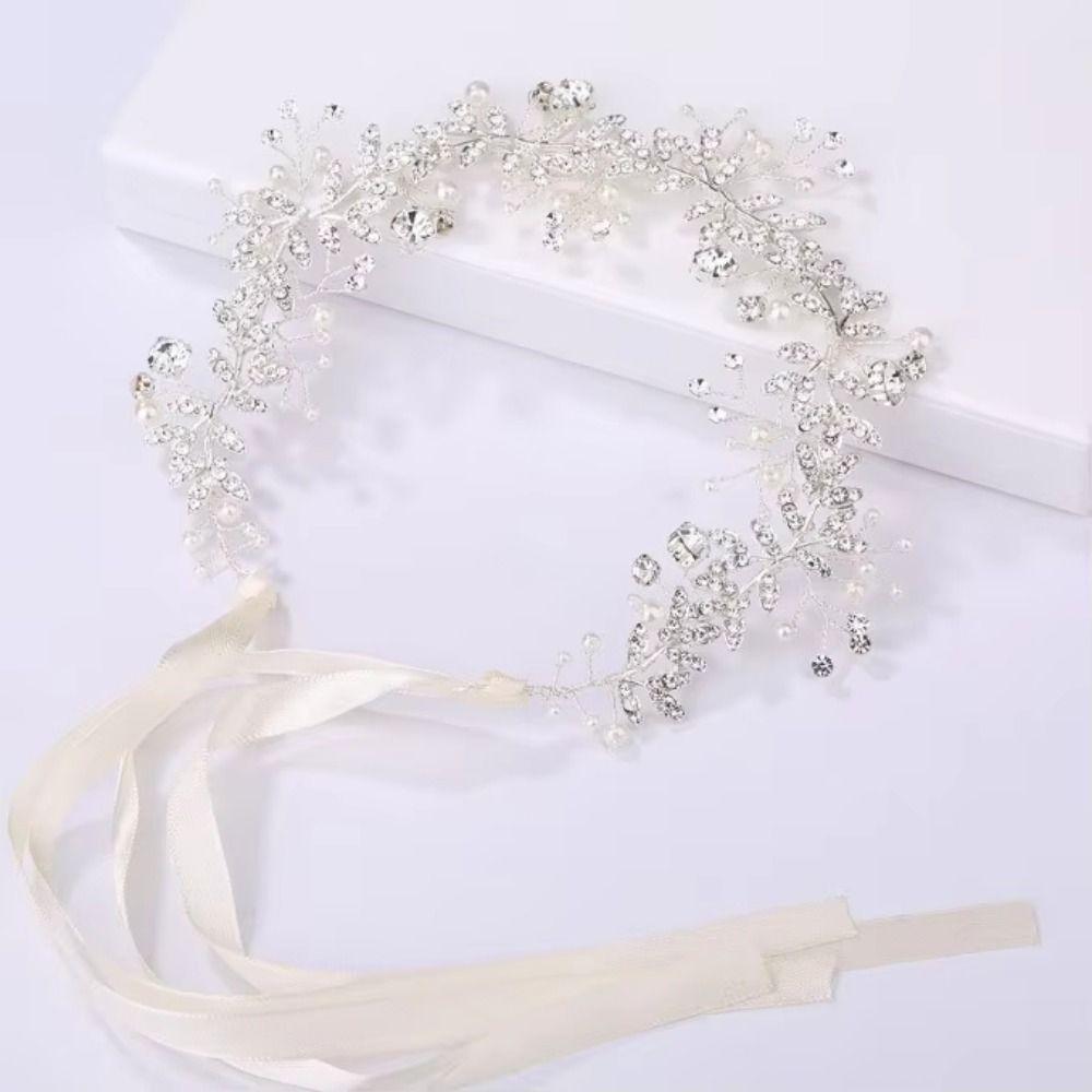 Pearl Bridal Headband Gold/Silver Rhinestone Headpiece Hair Accessories  Spring Festival
