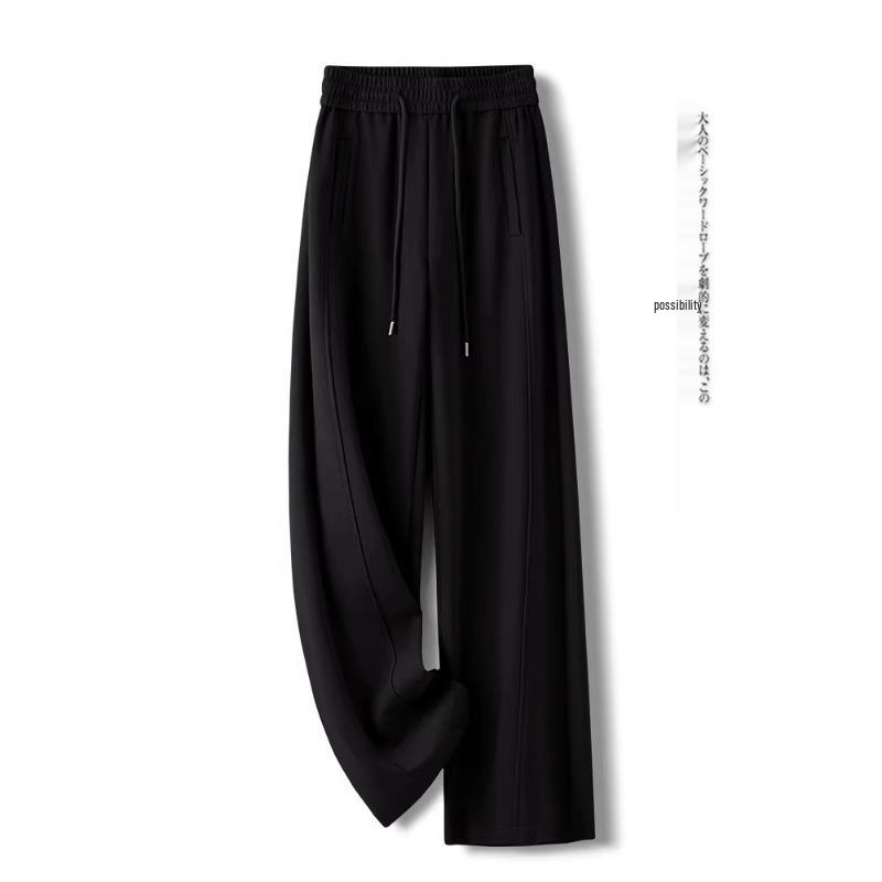 Элегантные серые брюки с высокой посадкой и широкими штанинами для женщин - Коллекция Осень 2025, Свободный крой, Повседневный дизайн с прямыми штанинами длиной до пола