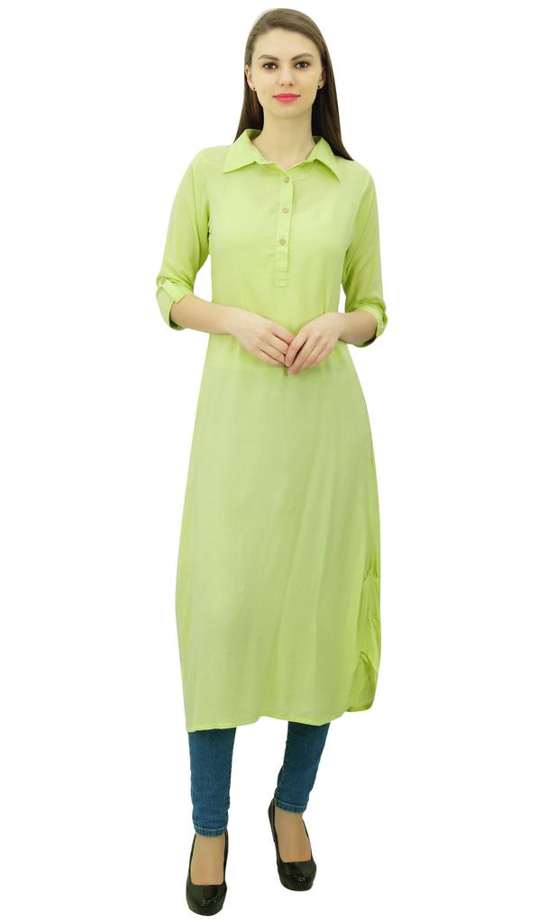 Phagun Индийская хлопковая смесь Курти Курта Повседневная одежда Воротник Туника Для