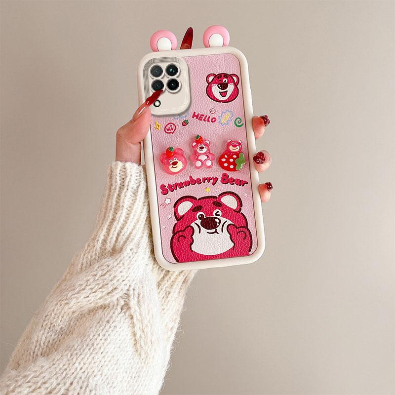 KEYSION Чехол с милым 3D-мультяшным ушком для Samsung A12 с браслетом, мягкий силиконовый противоударный чехол для задней панели телефона Galaxy M12