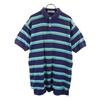 Border Pattern Short Sleeve Polo Shirt L Navy System Men's Used