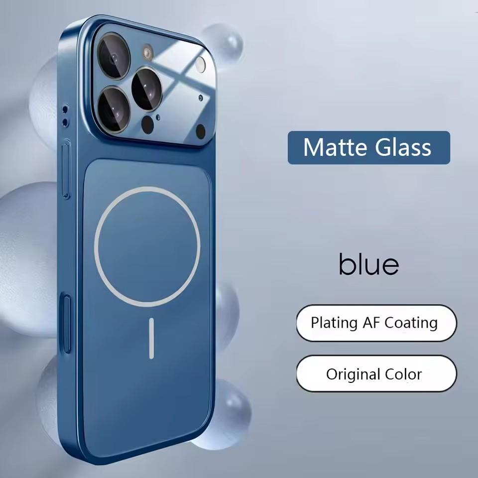 Оригинальный стеклянный матовый чехол для телефона Nano Matte для iPhone 17 16 15 14 13 Pro Max 17 Air Магнитный для Magsafe Беспроводная зарядка Бронированный Funda