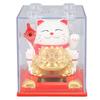 Lucky Cat Vivid Expression Plastic Cute Solar Fortune Cat with Waving Arm for Gift Decoration White
