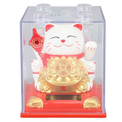 Lucky Cat Vivid Expression Пластиковый милый солнечный кот удачи с машущей рукой для украшения подарка, белый