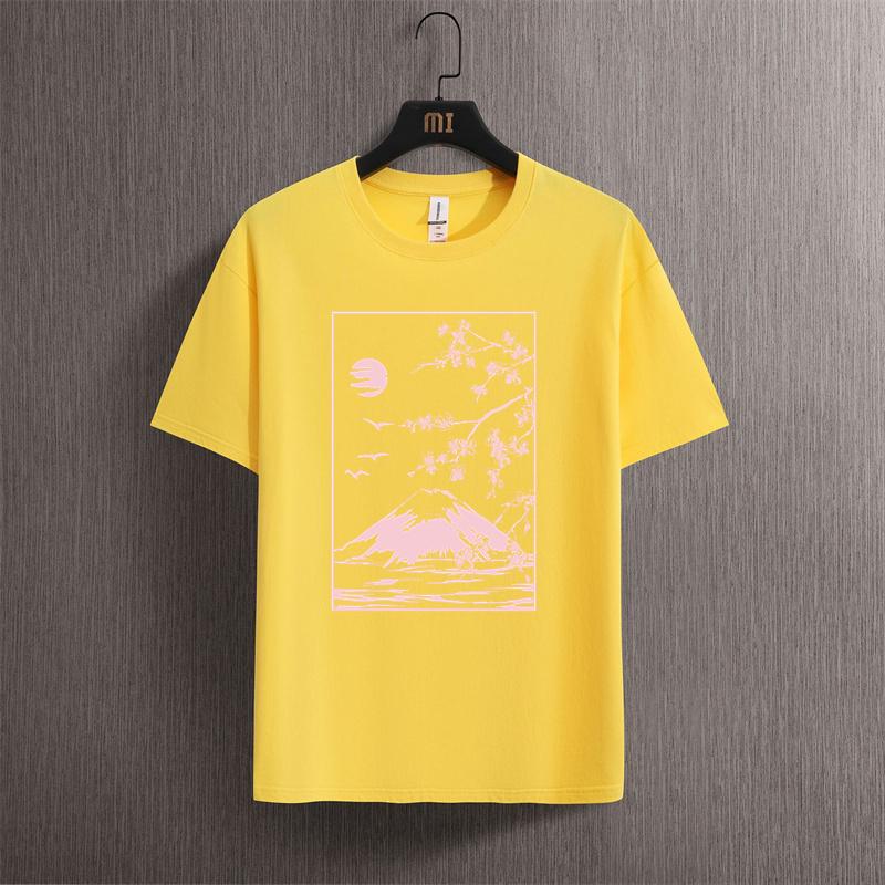 Футболка с визитной карточкой Tokyo Sakura Mount Fuji, женская модная футболка, хлопковая летняя повседневная футболка в стиле хип-хоп, свободная хлопковая футболка