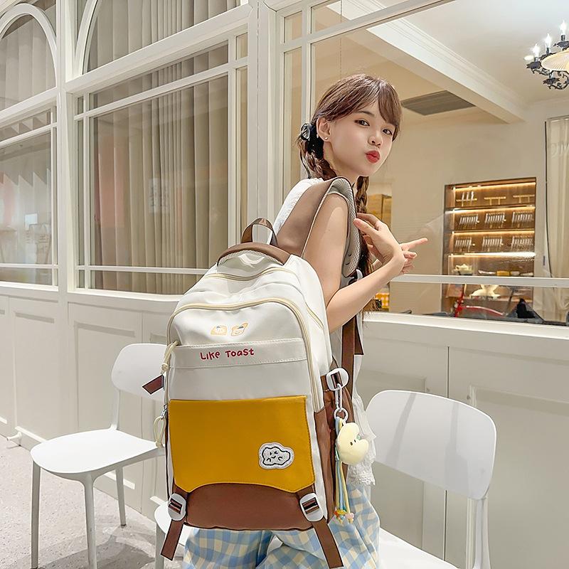 Schoolbag new small fresh large capacity versatile schoolbag contrasting color college student backpack lightweight backpack