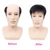 Men Short Straight Hairpiece with Bangs Bald Spots Gray Hair Coverage Natural High Temperature Fiber Male Black Synthetic Hair Wig