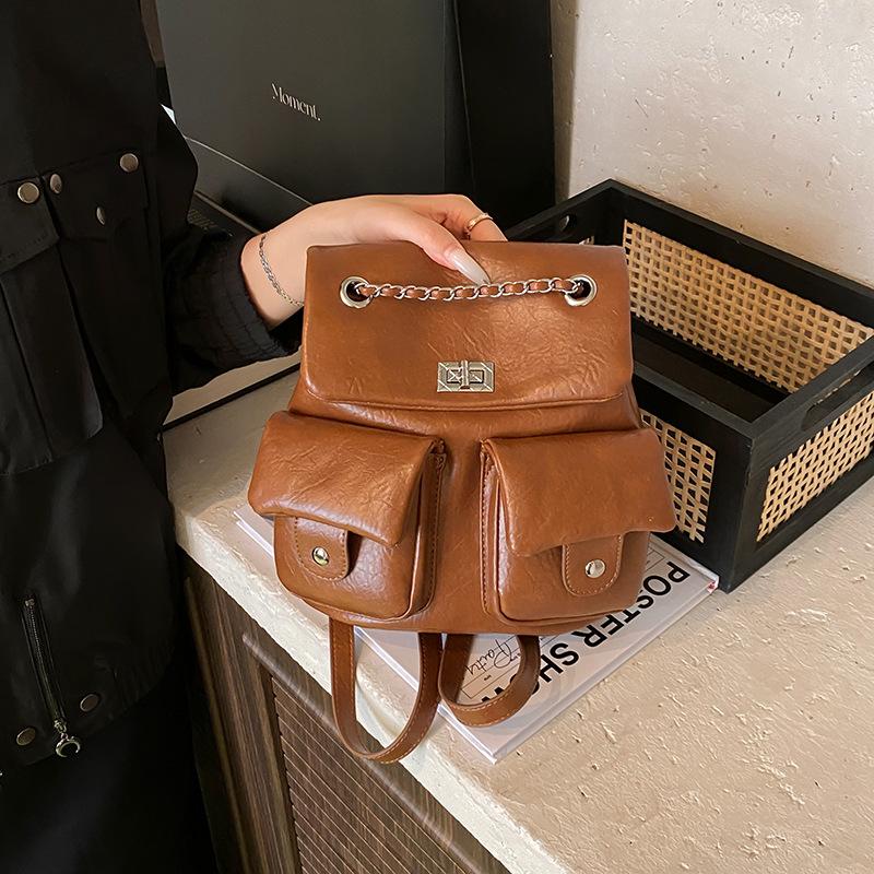 Нишевый дизайн рюкзак женский модный повседневный студенческий класс школьная сумка цепочка сумка-ведро высокая ценность дорожный рюкзак