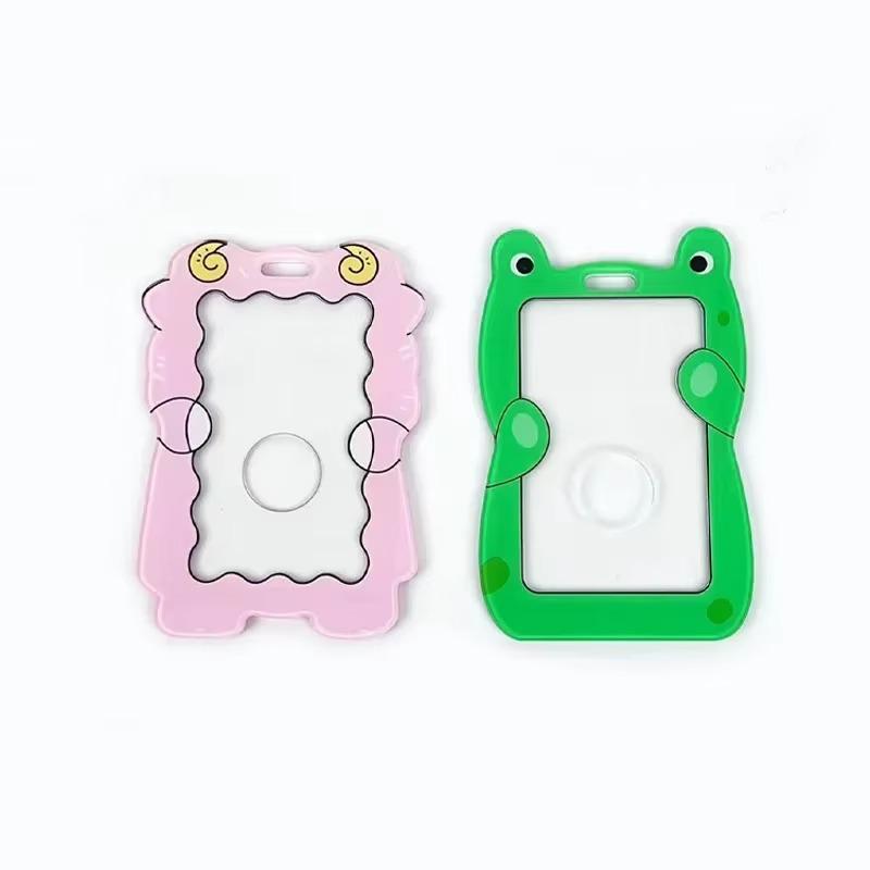 3-дюймовый держатель для фотокарт с милым мультяшным рисунком Kpop, чехол для фотокарты с изображением животных, брелок для ключей, протектор для студенческих автобусных карт