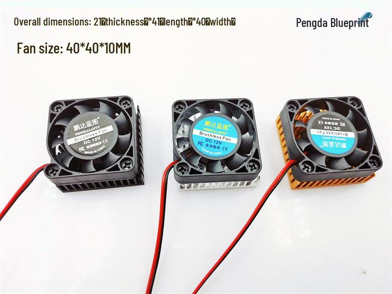 Охлаждающий вентилятор Pengda Northbridge/Southbridge 4010 12V/5V/24V для видеокарт, расстояние между отверстиями 59 мм, с радиатором 4 см.