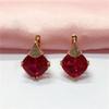 Серьги-гвоздики 585 пробы из фиолетового золота, геометрической формы, с рубином, для женщин, покрытие 14 каратным розовым золотом, легкая роскошь, классические украшения