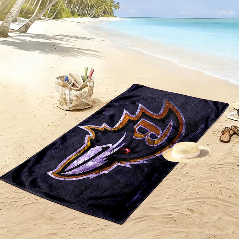 Baltimore Ravens Print Beach Towel, Large Soft Quick Dry Towel for Beach Camping Swimming