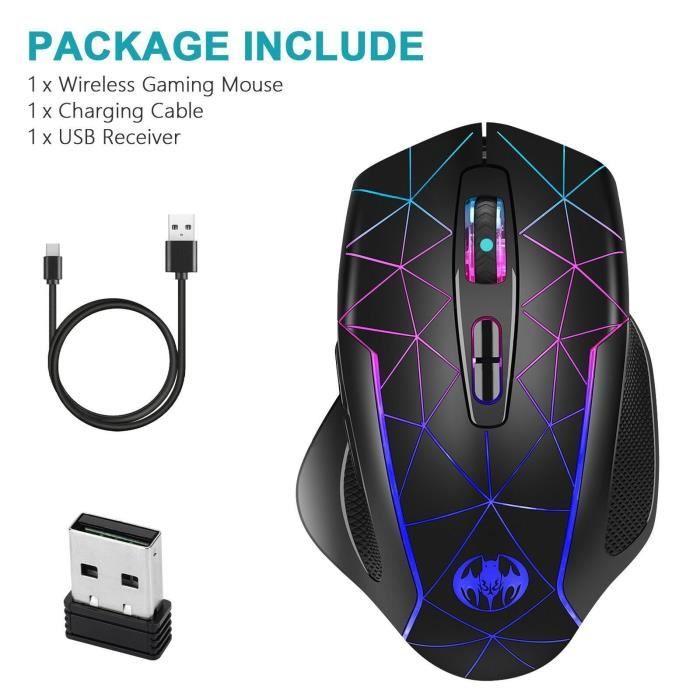 Souris gaming - Neuve - Ergonomique - Rechargeable - Silencieuse - 1600 DPI