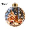 Decorative Snow Ball Pendants Christmas Ornament with LED Lights, Scene Acrylic Clear Holiday Decor, Shatterproof Xmas Tree Hanging Sphere Pattern