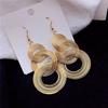 3 Circles Long Hanging Earrings for Women Gold Color Multi-layers Wrap Round Big Statement Exaggerated FashionEar Jewelry