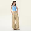 Women's Autumn Retro Khaki Wide-Leg Floor-Length Jeans