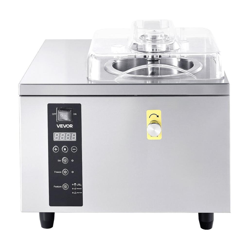 Commercial Hard Ice Cream Machine, 500W 5L per Hour, Gelato Hard Serve Ice Cream Maker with 2.8L 304 Stainless Steel Cylinder, Auto Clean LED Panel