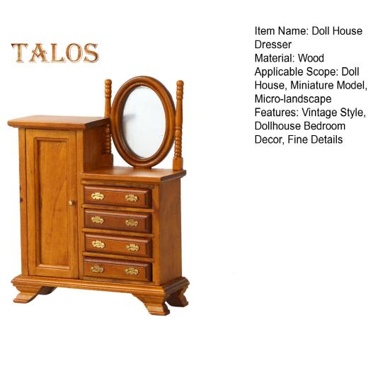 Мини-комод для кукольного домика, винтажный миниатюрный комод с ящиками, мини-мебель, туалетный столик для декора спальни кукольного домика