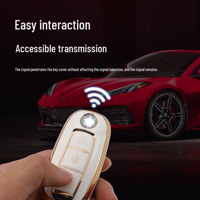 Чехол для ключа автомобиля Dongfeng Venucia: Защитный чехол с золотой кромкой для D60, T60plus/EV, T90, T70 с пряжкой
