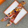 POBING Saddle Print 18m/m Twill Silk Scarves Women Luxury Brand Scarf Bag Ribbons Tie Head Scarf Small Long Skinny Scarf 86*5CM