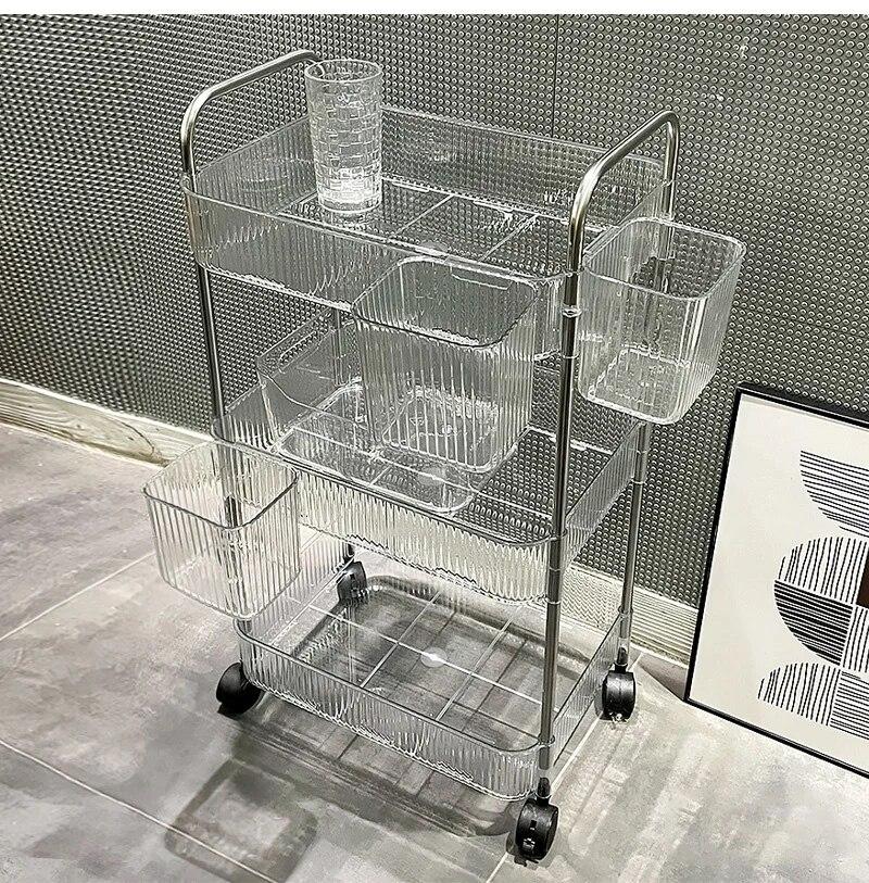 Тележка на колесиках для ванной комнаты, органайзер для хранения, передвижной стеллаж, органайзер, тележка для хранения косметики для офисной кухни