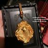 Ancient Gold Filigree Chiseled Pixiu Pendant Necklace, New Chinese Style, Rich Woman Hammer Lotus Leaf Gourd Fulu Rope Chain